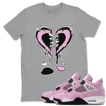 4s Retro Orchid shirts to match jordans Melting Heart sneaker match tees Air Jordan 4 WMNS Orchid match shoes to clothes SNRT Sneaker Tees unisex cotton Heather Grey 1 shirts