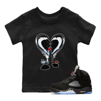 5s Black Metallic Reimagined shirts to match jordans  Melting Heart shirts to match jordans 5s Black Metallic Reimagined match shoes to clothes SNRT Sneaker Tees Youth Baby Black 1 tee