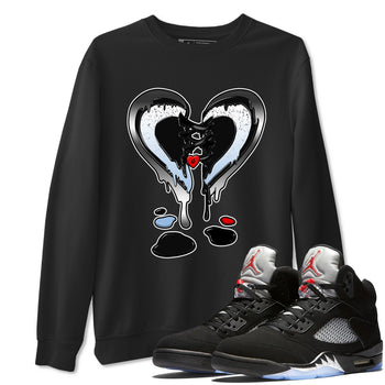 5s Black Metallic Reimagined shirts to match jordans  Melting Heart shirts to match jordans 5s Black Metallic Reimagined match shoes to clothes SNRT Sneaker Tees unisex cotton Black 1 shirts
