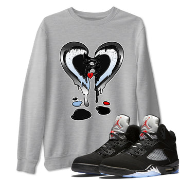 5s Black Metallic Reimagined shirts to match jordans  Melting Heart shirts to match jordans 5s Black Metallic Reimagined match shoes to clothes SNRT Sneaker Tees unisex cotton Heather Grey 1 shirts