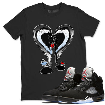5s Black Metallic Reimagined shirts to match jordans  Melting Heart shirts to match jordans 5s Black Metallic Reimagined match shoes to clothes SNRT Sneaker Tees unisex cotton Black 1 shirts