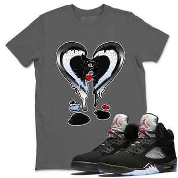 5s Black Metallic Reimagined shirts to match jordans  Melting Heart shirts to match jordans 5s Black Metallic Reimagined match shoes to clothes SNRT Sneaker Tees unisex cotton Cool Grey 1 shirts