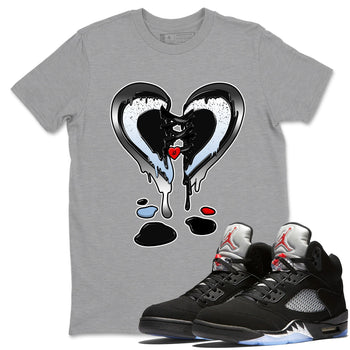 5s Black Metallic Reimagined shirts to match jordans  Melting Heart shirts to match jordans 5s Black Metallic Reimagined match shoes to clothes SNRT Sneaker Tees unisex cotton Heather Grey 1 shirts