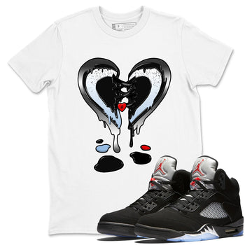 5s Black Metallic Reimagined shirts to match jordans  Melting Heart shirts to match jordans 5s Black Metallic Reimagined match shoes to clothes SNRT Sneaker Tees unisex cotton White 1 shirts