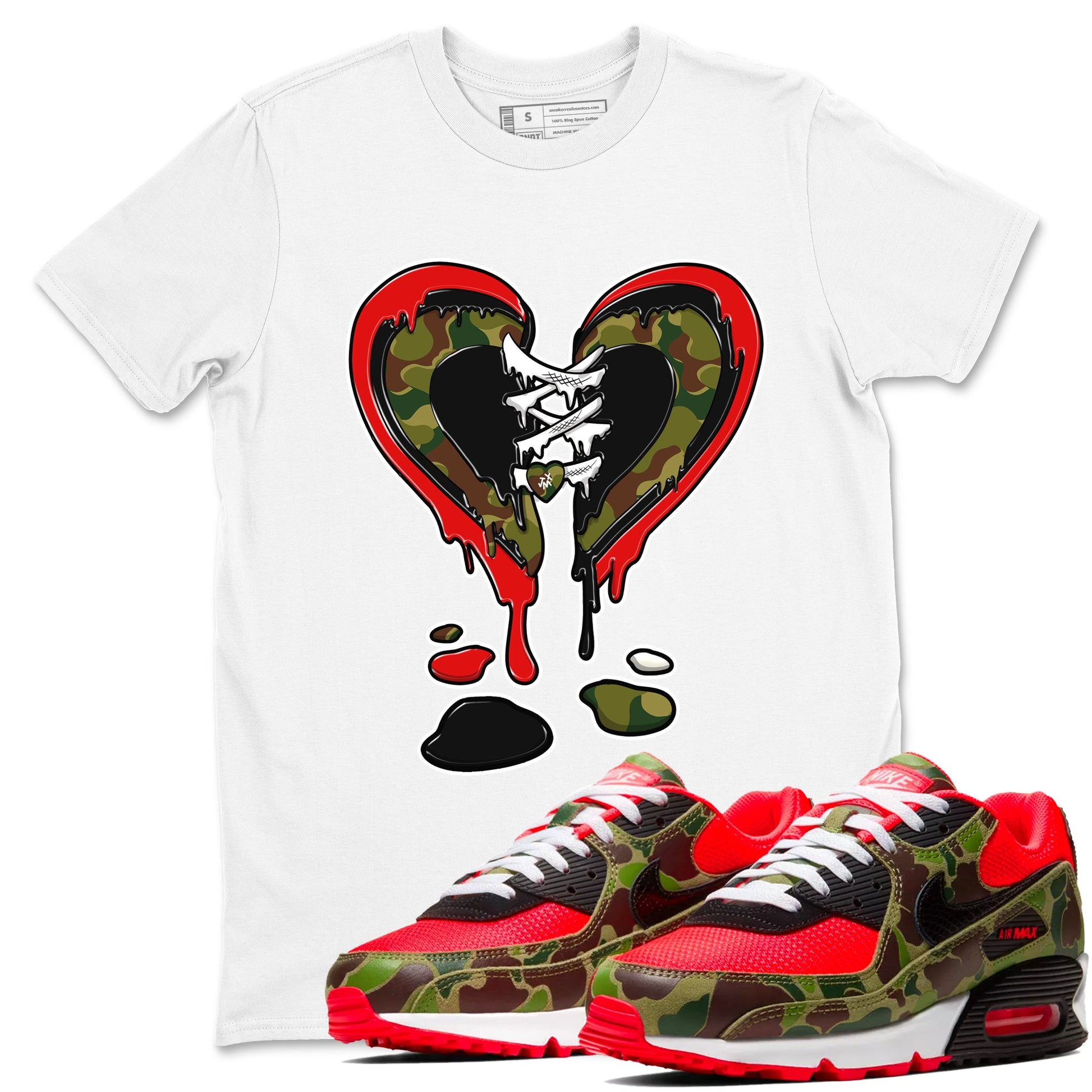 Air Max 90 Duck Camo shirts to match jordans Melting Heart sneaker match tees Air Max 90 Reverse Duck Camo match shoes to clothes SNRT Sneaker Tees unisex cotton White 1 shirts