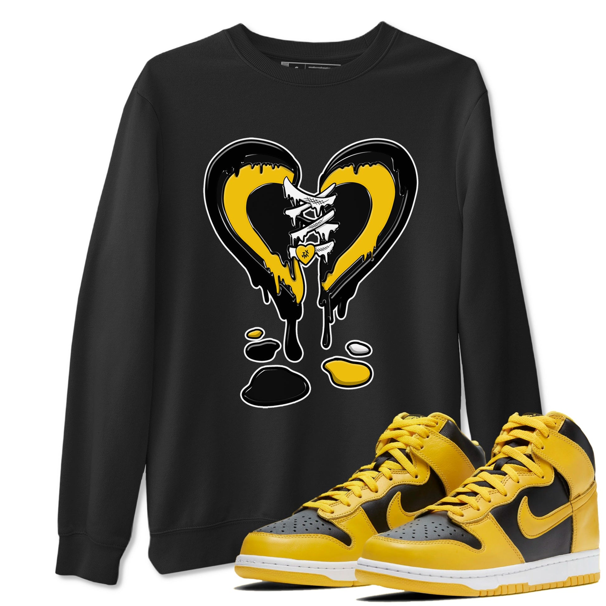 Dunk High Pollen shirts to match jordans Melting Heart sneaker match tees Dunk High Pollen SNRT Sneaker Release Tees unisex cotton Black 1 crew neck shirts