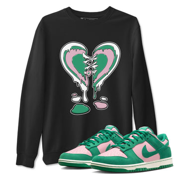 Dunk Low Medium Soft Pink Malachite shirt to match jordans Melting Heart sneaker tees Dunks Medium Soft Pink Malachite Streetwear Brand SNRT Sneaker Release Tees unisex cotton Black 1 crew neck shirt