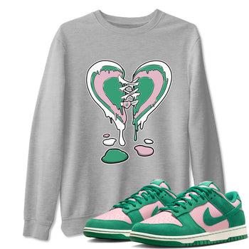 Dunk Low Medium Soft Pink Malachite shirt to match jordans Melting Heart sneaker tees Dunks Medium Soft Pink Malachite Streetwear Brand SNRT Sneaker Release Tees unisex cotton Heather Grey 1 crew neck shirt