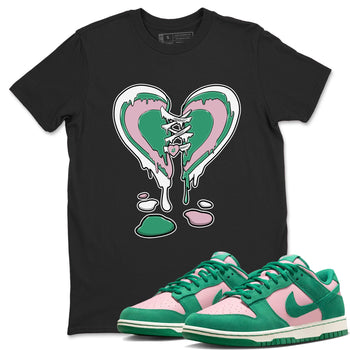 Dunk Low Medium Soft Pink Malachite shirt to match jordans Melting Heart sneaker tees Dunks Medium Soft Pink Malachite Streetwear Brand SNRT Sneaker Release Tees unisex cotton Black 1 crew neck shirt