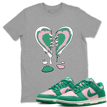 Dunk Low Medium Soft Pink Malachite shirt to match jordans Melting Heart sneaker tees Dunks Medium Soft Pink Malachite Streetwear Brand SNRT Sneaker Release Tees unisex cotton Heather Grey 1 crew neck shirt