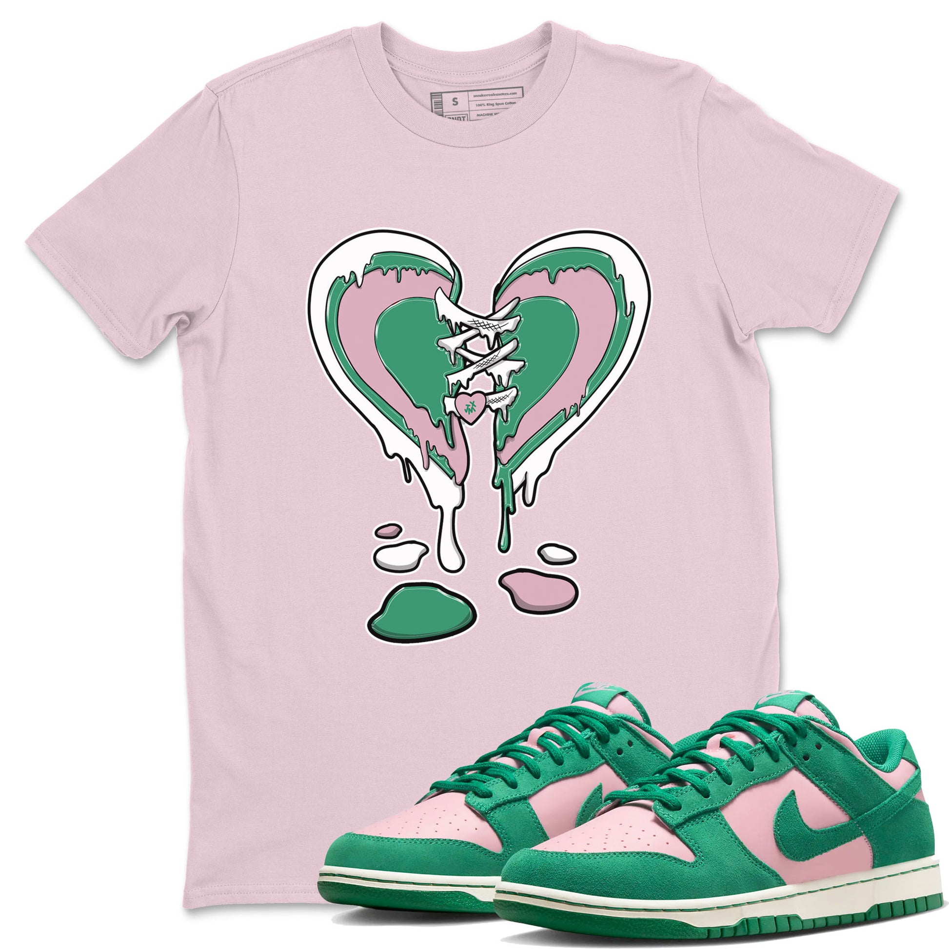 Melting Heart Unisex Adult Tops - Dunk Medium Soft Pink Malachite - SNRT Sneaker T-shirts