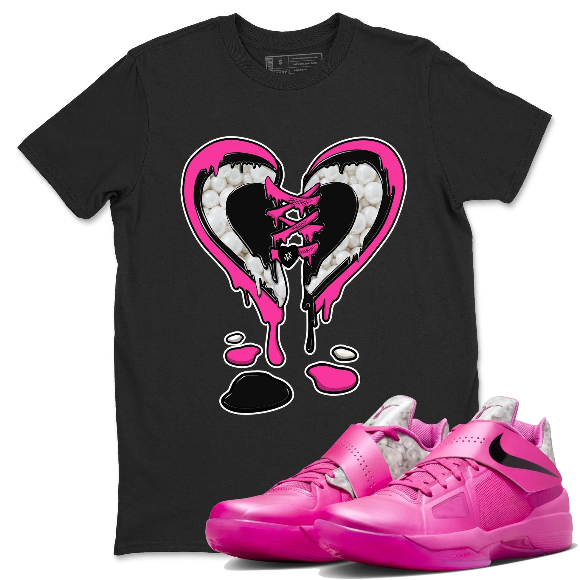 Nike KD 4 Retro Aunt Pearl shirts to match jordans Melting Heart sneaker match tees Nike KD 4 Aunt Pearl match shoes to clothes SNRT Sneaker Tees unisex cotton Black 1 shirts