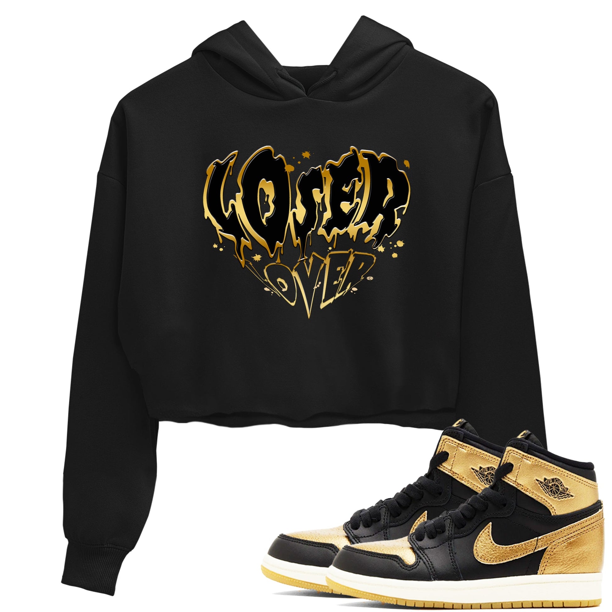 AJ1 Black And Gold shirts to match jordans Melting Loser Lover sneaker match tees Jordan 1 High OG Black And Gold SNRT Sneaker Release Tees unisex cotton Black 1 Crop Shirts