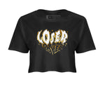 AJ1 Black And Gold shirts to match jordans Melting Loser Lover sneaker match tees Jordan 1 High OG Black And Gold SNRT Sneaker Release Tees unisex cotton Black 2 Crop Shirts