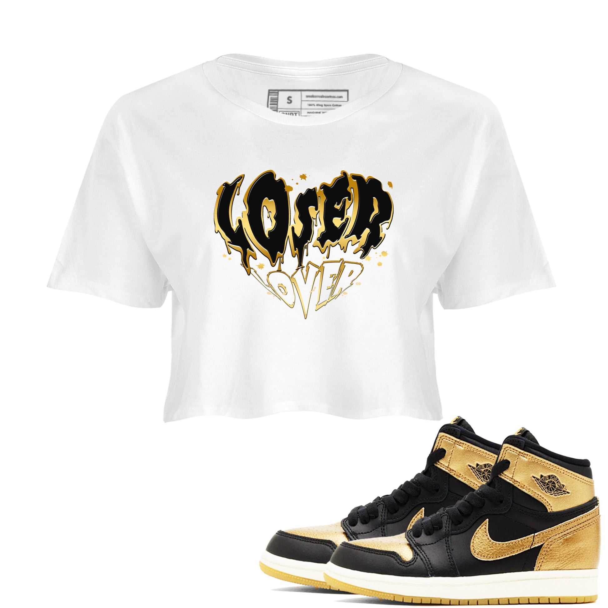 AJ1 Black And Gold shirts to match jordans Melting Loser Lover sneaker match tees Jordan 1 High OG Black And Gold SNRT Sneaker Release Tees unisex cotton White 1 Crop Shirts