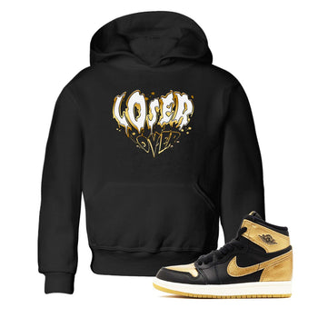 AJ1 Black And Gold shirts to match jordans Melting Loser Lover sneaker match tees Jordan 1 High OG Black And Gold SNRT Sneaker Release Tees Youth Baby Black 1 crew neck shirts