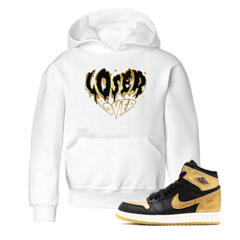 AJ1 Black And Gold shirts to match jordans Melting Loser Lover sneaker match tees Jordan 1 High OG Black And Gold SNRT Sneaker Release Tees Youth Baby White 1 crew neck shirts