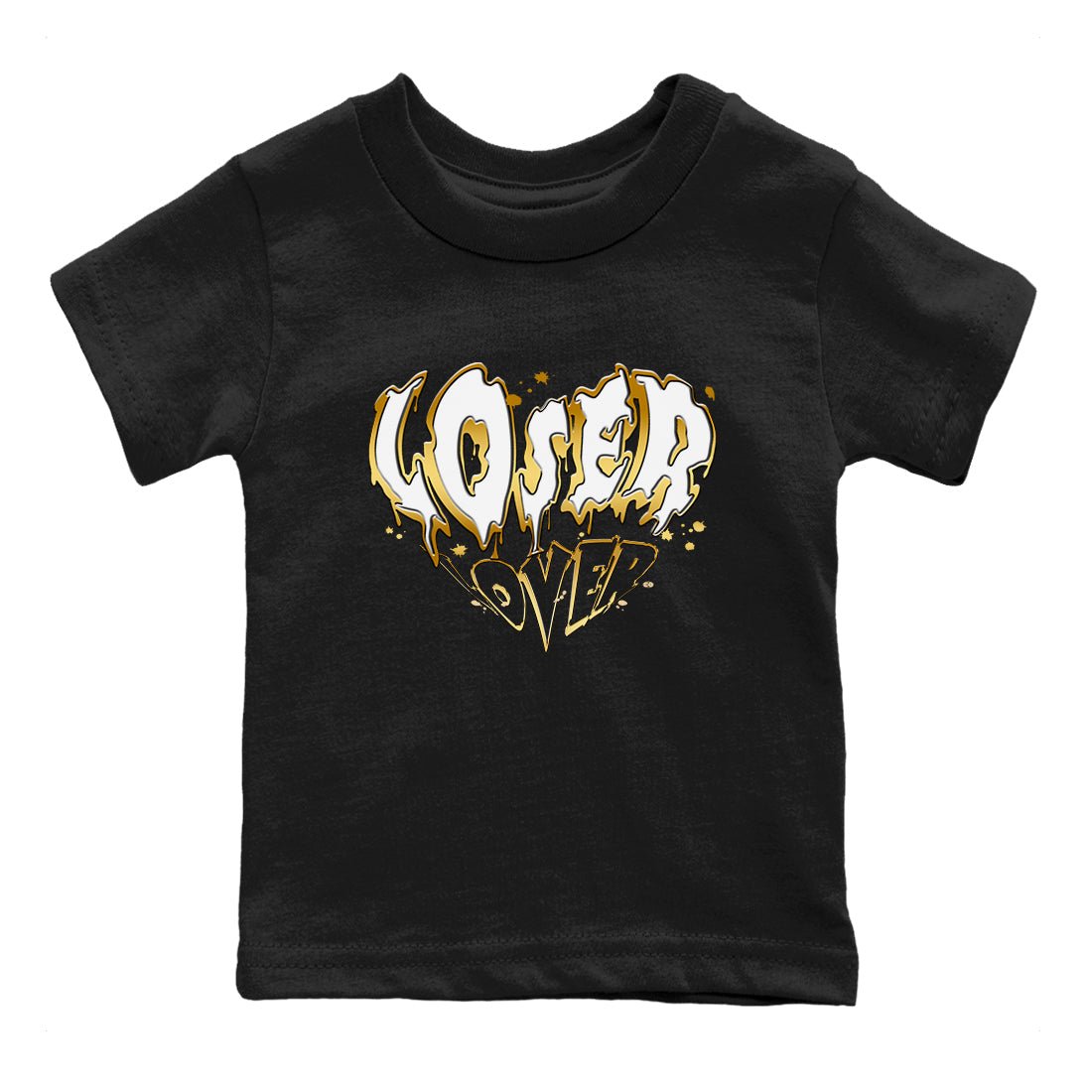 AJ1 Black And Gold shirts to match jordans Melting Loser Lover sneaker match tees Jordan 1 High OG Black And Gold SNRT Sneaker Release Tees Youth Baby Black 2 crew neck shirts