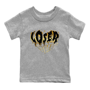 AJ1 Black And Gold shirts to match jordans Melting Loser Lover sneaker match tees Jordan 1 High OG Black And Gold SNRT Sneaker Release Tees Youth Baby Heather Grey 2 crew neck shirts