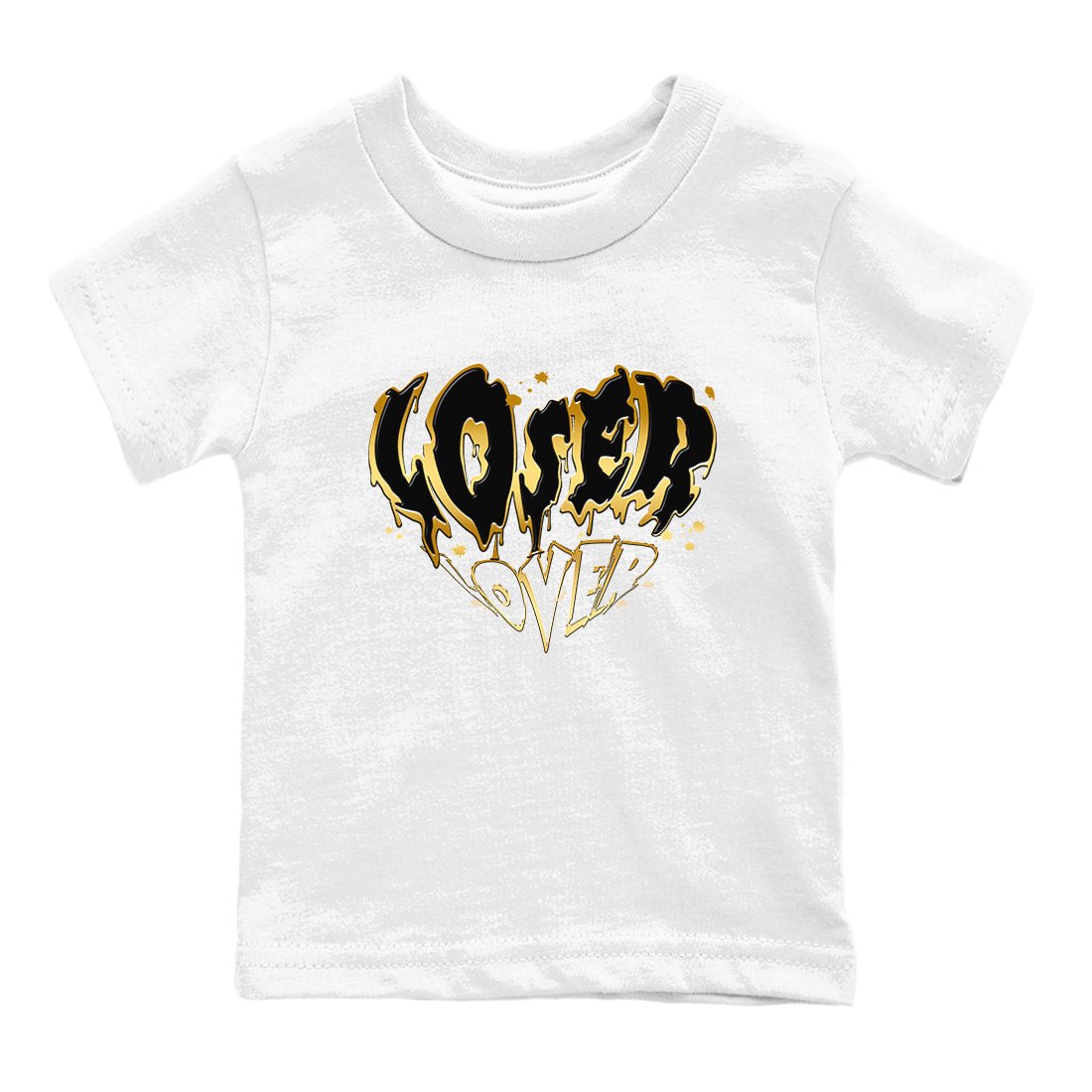 AJ1 Black And Gold shirts to match jordans Melting Loser Lover sneaker match tees Jordan 1 High OG Black And Gold SNRT Sneaker Release Tees Youth Baby White 2 crew neck shirts