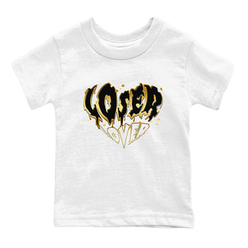 AJ1 Black And Gold shirts to match jordans Melting Loser Lover sneaker match tees Jordan 1 High OG Black And Gold SNRT Sneaker Release Tees Youth Baby White 2 crew neck shirts