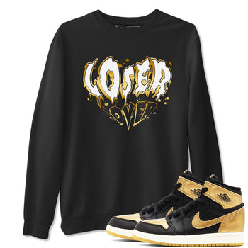 AJ1 Black And Gold shirts to match jordans Melting Loser Lover sneaker match tees Jordan 1 High OG Black And Gold SNRT Sneaker Release Tees unisex cotton Black 1 crew neck shirts