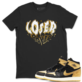 AJ1 Black And Gold shirts to match jordans Melting Loser Lover sneaker match tees Jordan 1 High OG Black And Gold SNRT Sneaker Release Tees unisex cotton Black 1 crew neck shirts