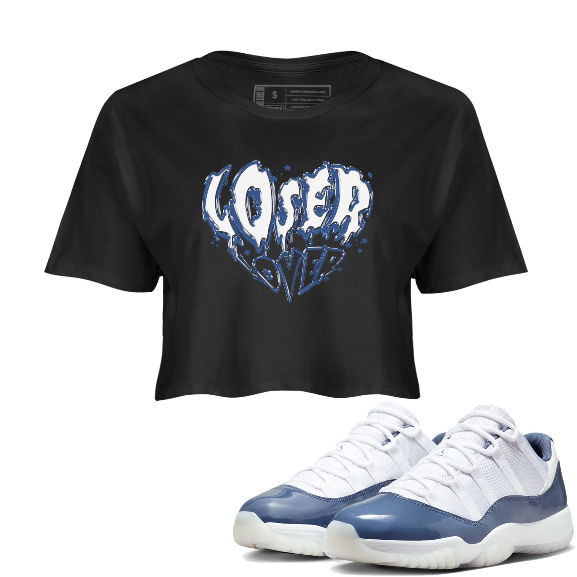 11s Diffused Blue Shirts To Match Jordans Melting Loser Lover sneaker match tees Air Jordan 11 Diffused Blue Tee SNRT Sneaker Release Tees unisex cotton Black 1 Crop Shirts