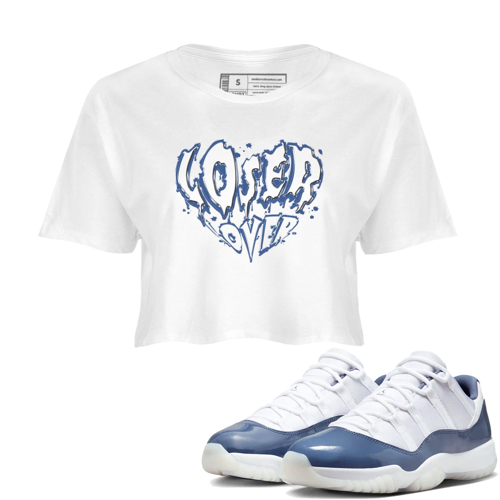 11s Diffused Blue Shirts To Match Jordans Melting Loser Lover sneaker match tees Air Jordan 11 Diffused Blue Tee SNRT Sneaker Release Tees unisex cotton White 1 Crop Shirts