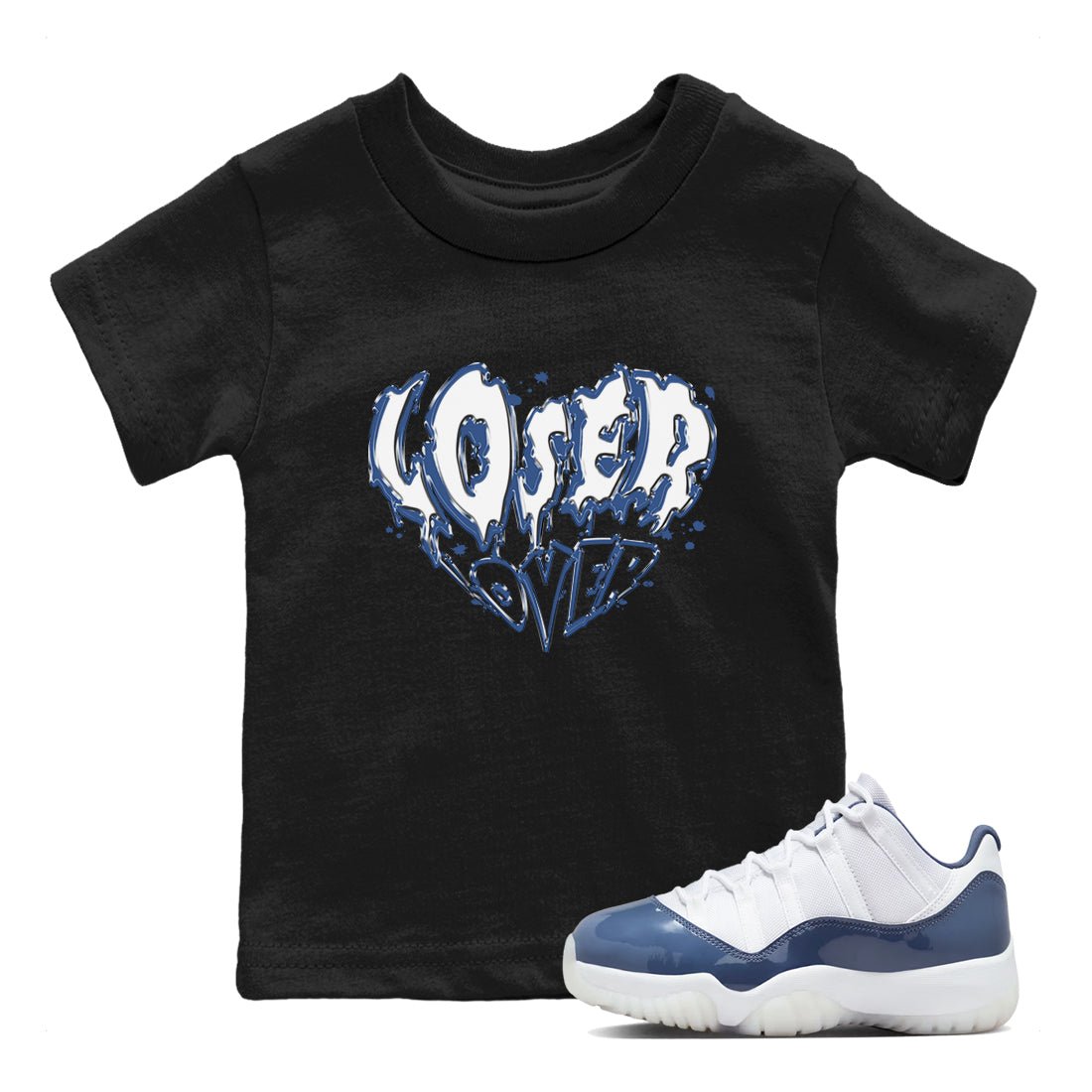 11s Diffused Blue Shirts To Match Jordans Melting Loser Lover sneaker match tees Air Jordan 11 Diffused Blue Tee SNRT Sneaker Release Tees Youth Baby Black 1 crew neck shirts