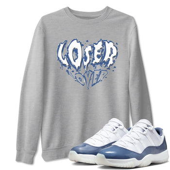 11s Diffused Blue Shirts To Match Jordans Melting Loser Lover sneaker match tees Air Jordan 11 Diffused Blue Tee SNRT Sneaker Release Tees unisex cotton Heather Grey 1 crew neck shirts