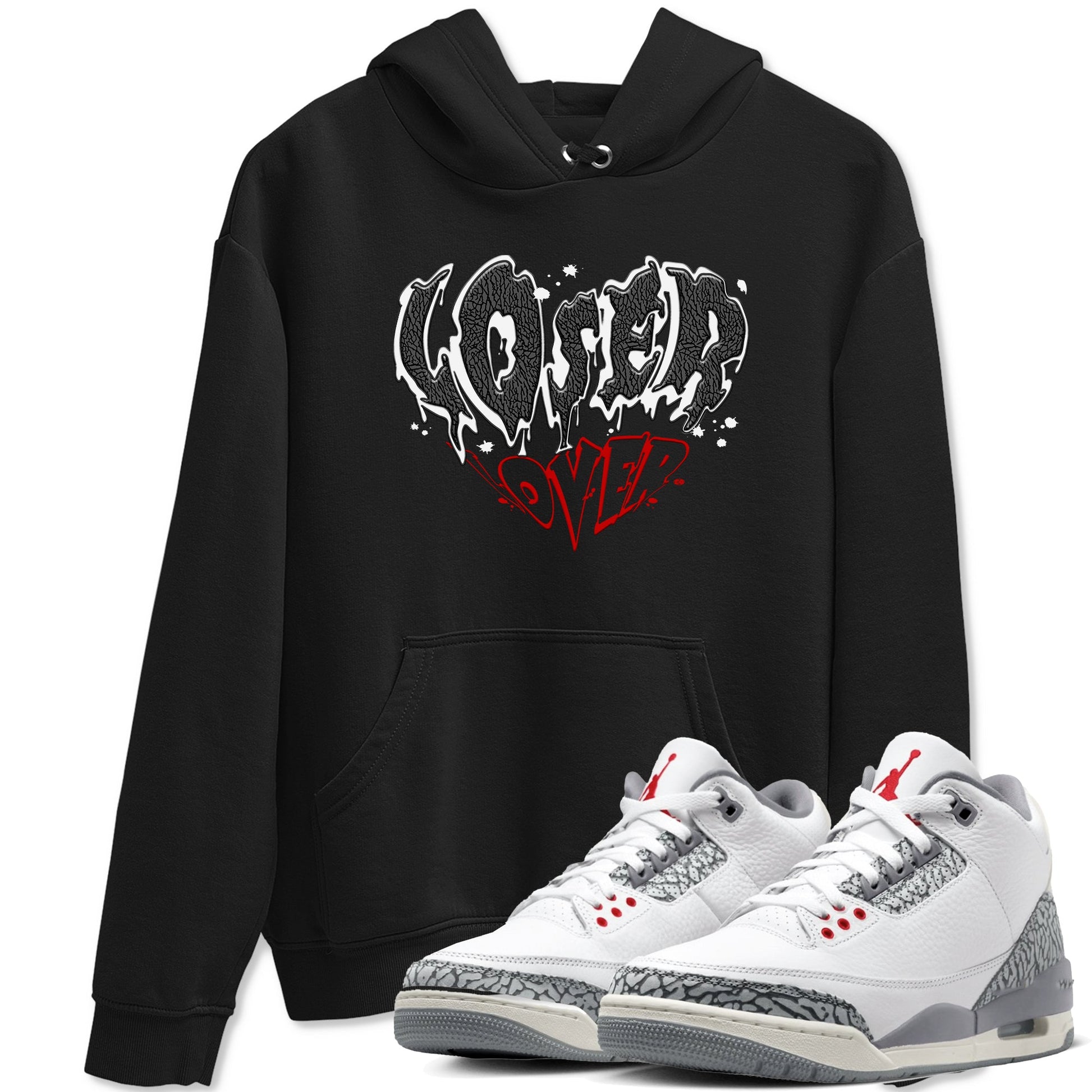 3s Cement Grey shirts to match jordans Melting Loser Lover sneaker match tees Air Jordan 3 Cement Grey match shoes to clothes SNRT Sneaker Tees unisex cotton Black 1 shirts