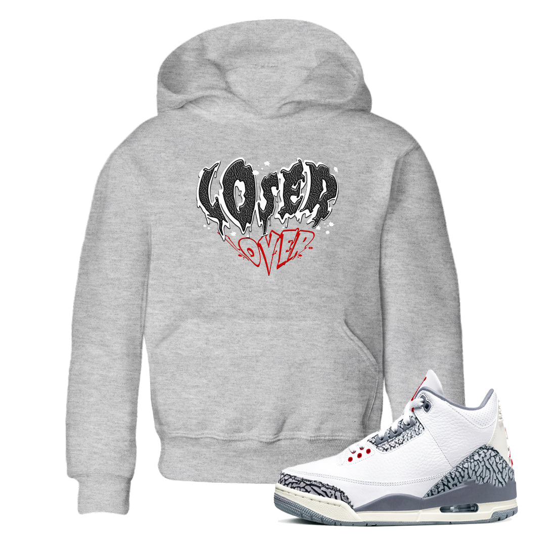 3s Cement Grey shirts to match jordans Melting Loser Lover sneaker match tees Air Jordan 3 Cement Grey match shoes to clothes SNRT Sneaker Tees Youth Baby Heather Grey 1 tee