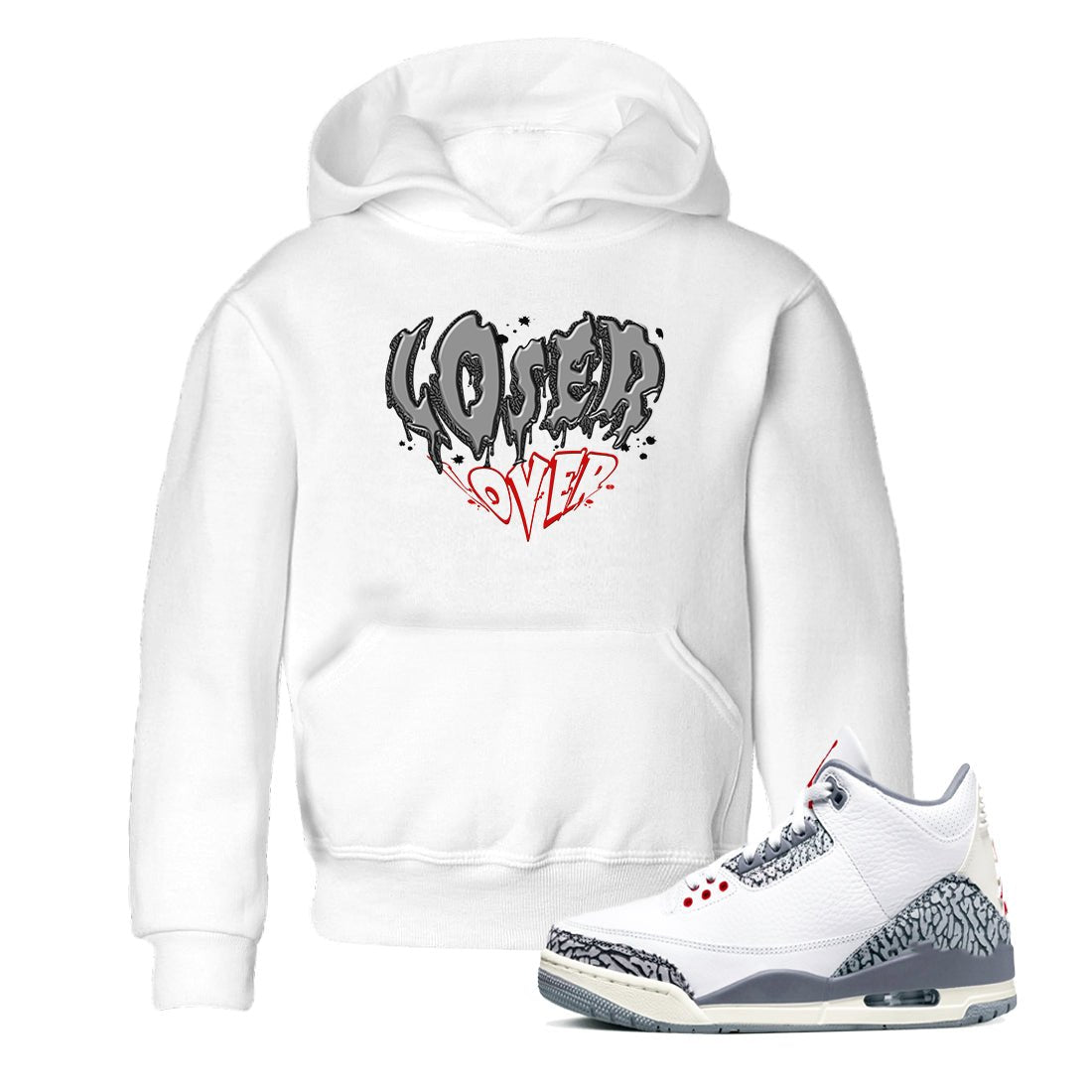 3s Cement Grey shirts to match jordans Melting Loser Lover sneaker match tees Air Jordan 3 Cement Grey match shoes to clothes SNRT Sneaker Tees Youth Baby White 1 tee
