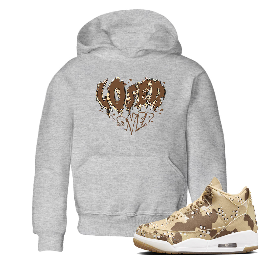 3s Desert Camo shirts to match jordans Melting Loser Lover sneaker match tees Air Jordan 3 Desert Camo SNRT Sneaker Tees streetwear brand Baby and Youth Heather Grey 1 cotton tee