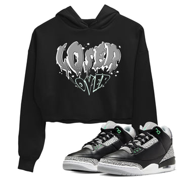 3s Green Glow shirt to match jordans Melting Loser Lover sneaker tees Air Jordan 3 Green Glow SNRT Sneaker Release Tees Black 1 crop length shirt