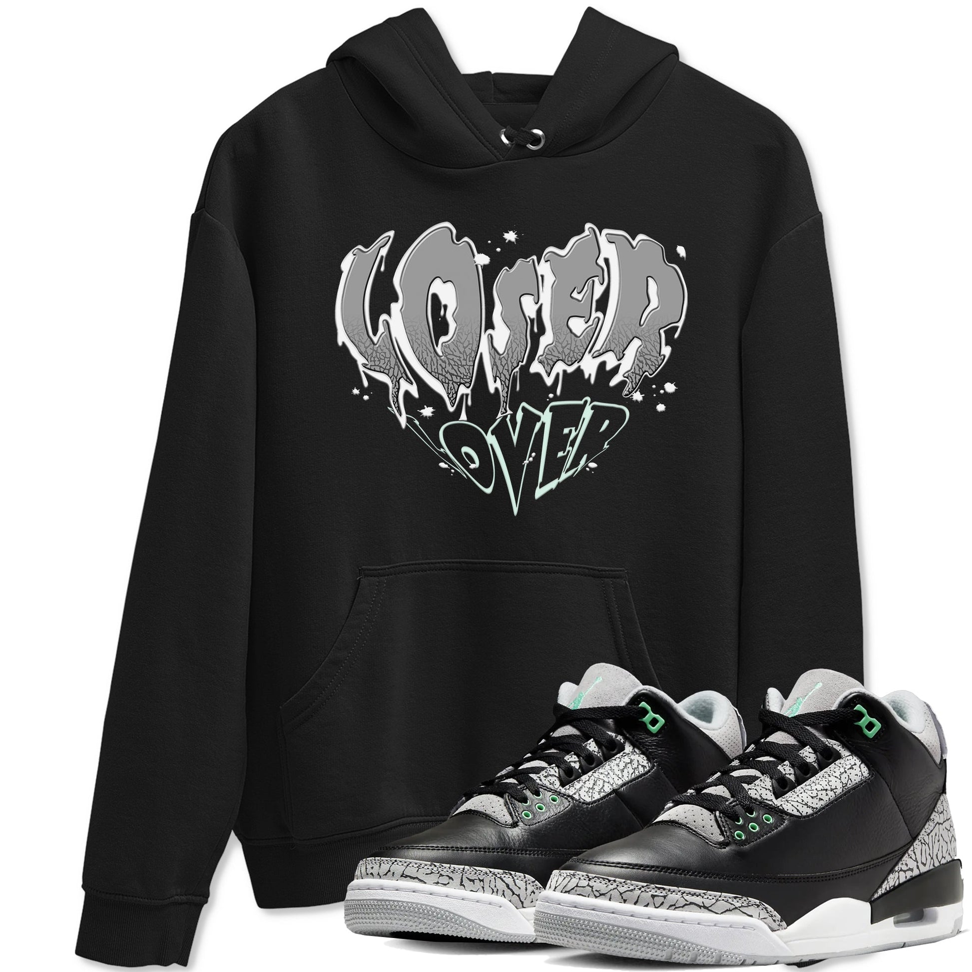 3s Green Glow shirt to match jordans Melting Loser Lover sneaker tees Air Jordan 3 Green Glow SNRT Sneaker Release Tees unisex cotton Black 1 crew neck shirt
