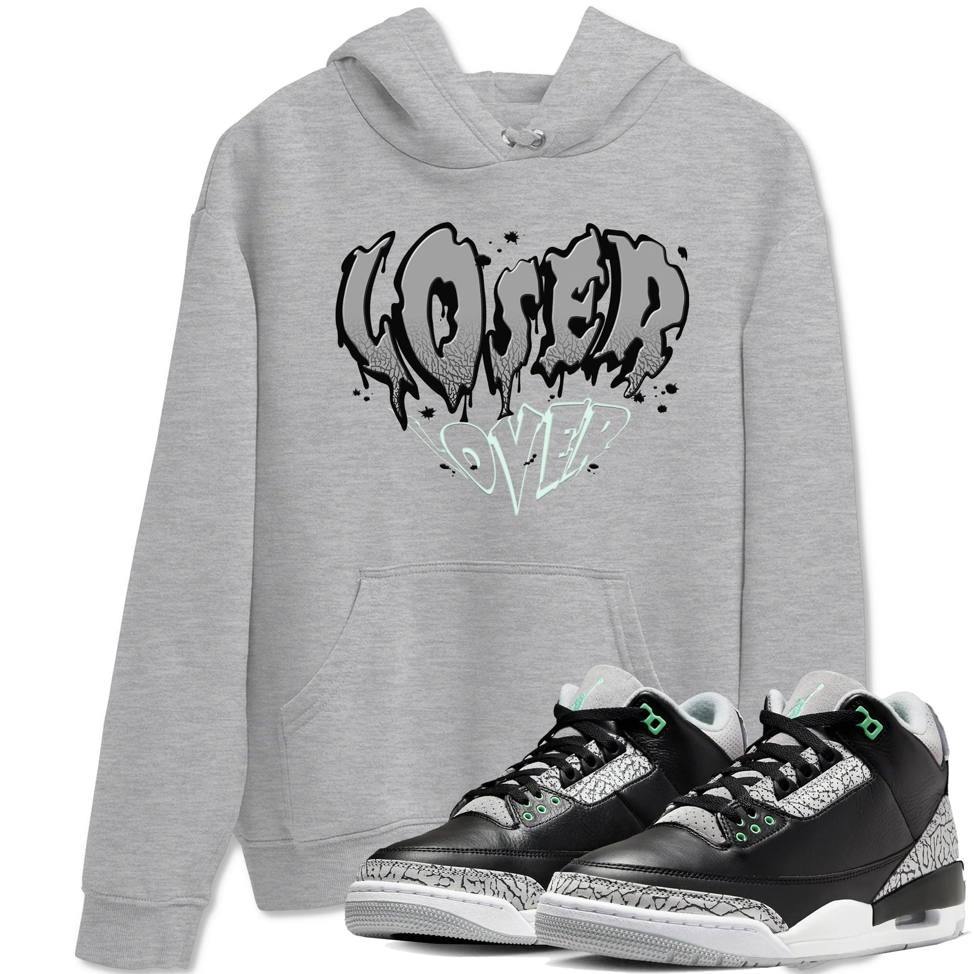 3s Green Glow shirt to match jordans Melting Loser Lover sneaker tees Air Jordan 3 Green Glow SNRT Sneaker Release Tees unisex cotton Heather Grey 1 crew neck shirt