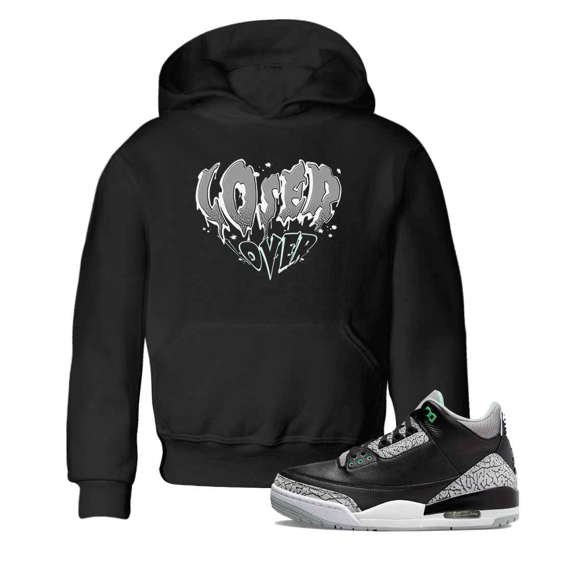 3s Green Glow shirt to match jordans Melting Loser Lover sneaker tees Air Jordan 3 Green Glow SNRT sneaker release tees baby toddler Black 1 cotton Shirt