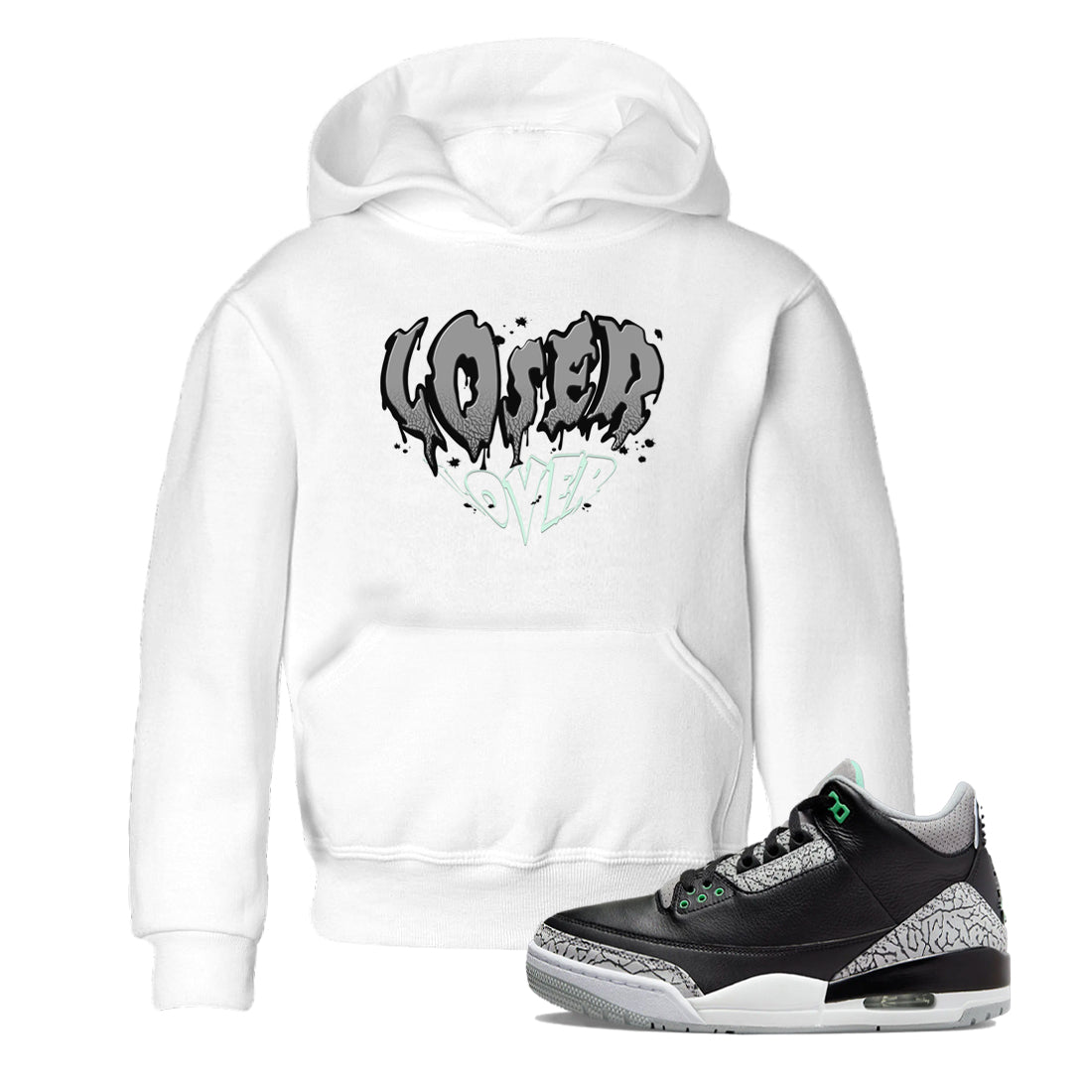 3s Green Glow shirt to match jordans Melting Loser Lover sneaker tees Air Jordan 3 Green Glow SNRT sneaker release tees baby toddler White 1 cotton Shirt