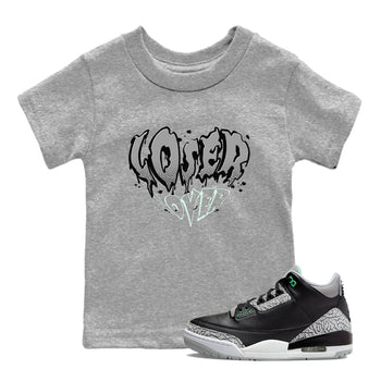 3s Green Glow shirt to match jordans Melting Loser Lover sneaker tees Air Jordan 3 Green Glow SNRT sneaker release tees baby toddler Heather Grey 1 cotton Shirt