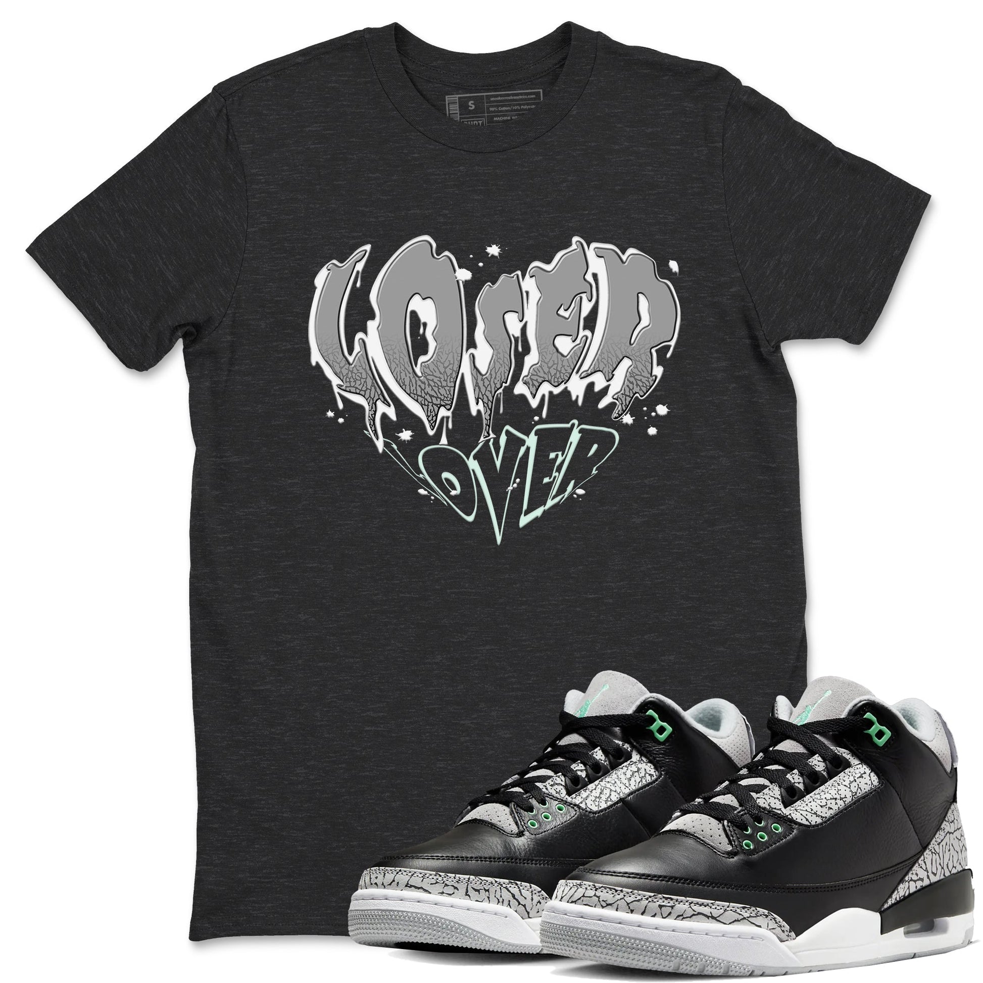 3s Green Glow shirt to match jordans Melting Loser Lover sneaker tees Air Jordan 3 Green Glow SNRT Sneaker Release Tees unisex cotton Charcoal Heather 1 crew neck shirt
