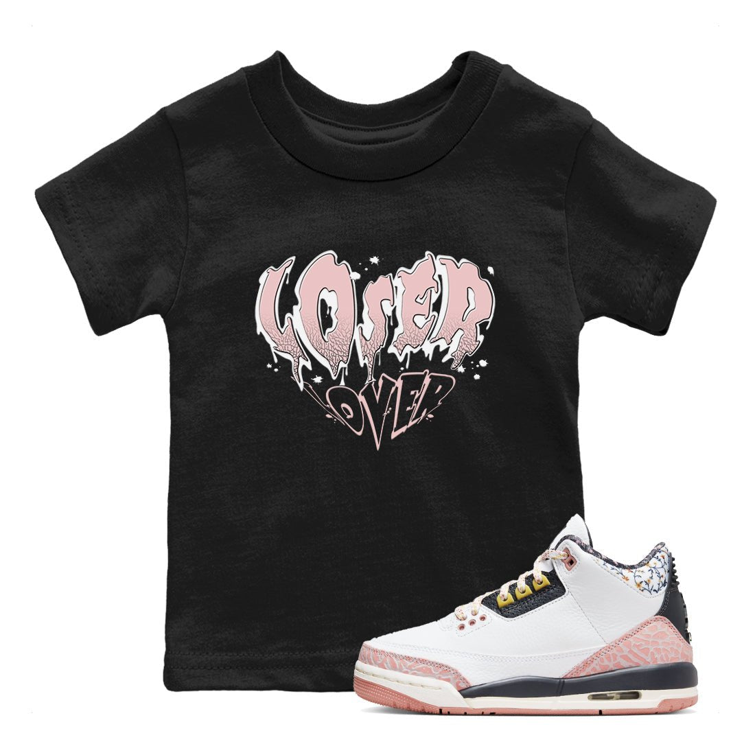 3s Vintage Floral shirt to match jordans Melting Loser Lover sneaker tees Air Jordan 3 GS Vintage Floral SNRT Sneaker Tees baby toddler Black 1 cotton Shirt