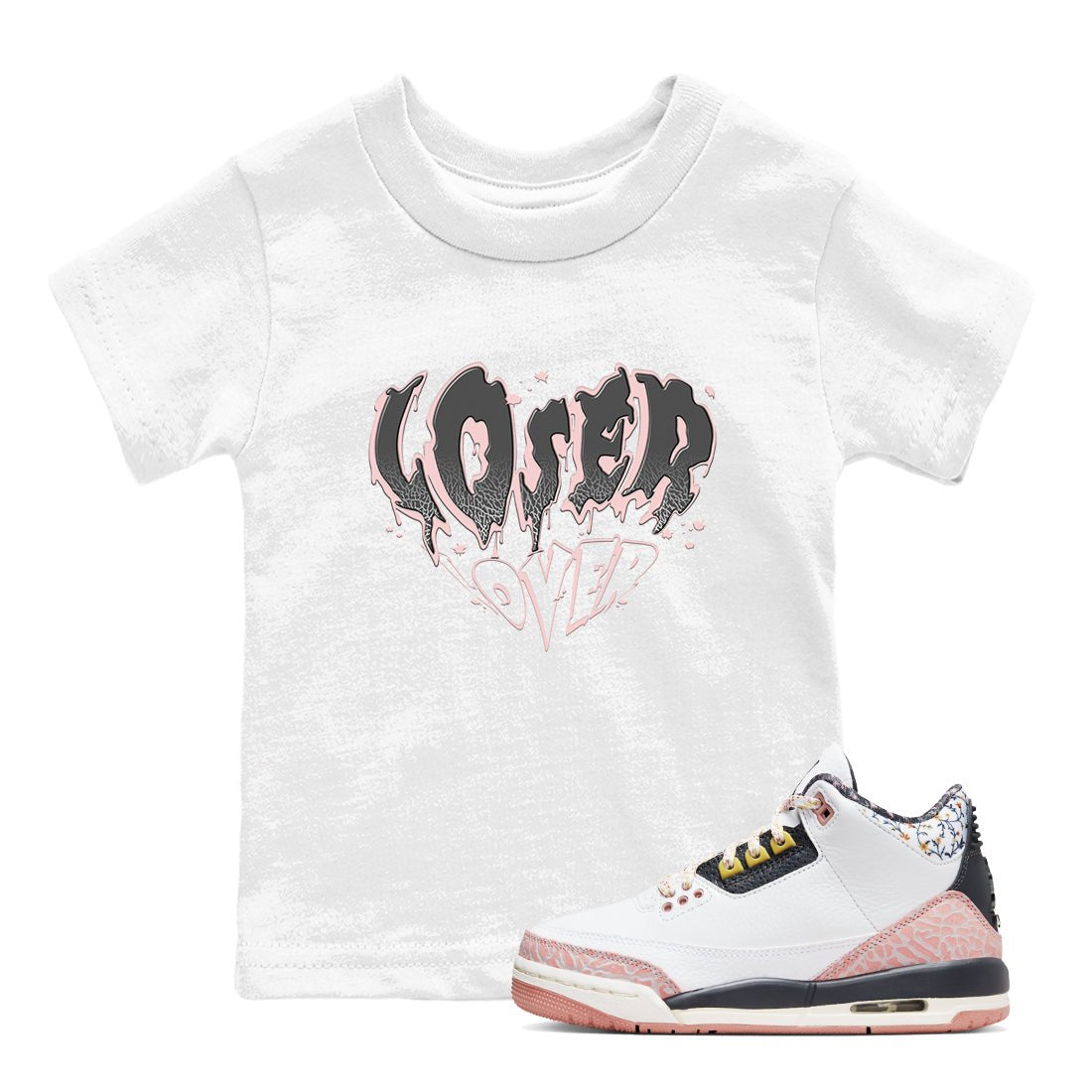 3s Vintage Floral shirt to match jordans Melting Loser Lover sneaker tees Air Jordan 3 GS Vintage Floral SNRT Sneaker Tees baby toddler White 1 cotton Shirt
