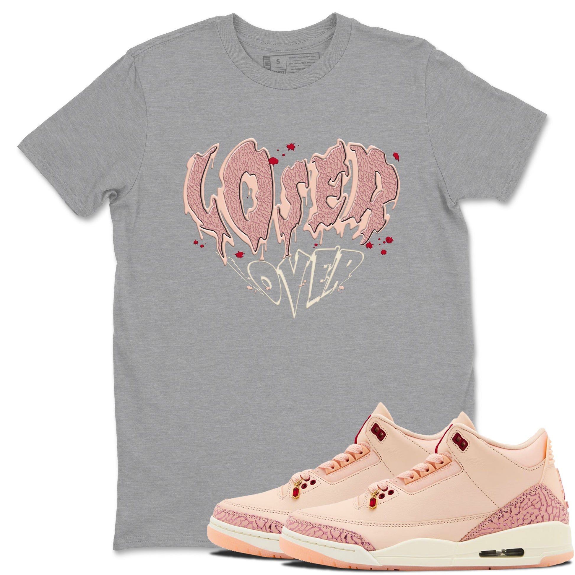3s Valentines Day shirts to match jordans Melting Loser Lover best t shirts to wear with jordans Air Jordan 3 Valentines Day match shoes to clothes SNRT Sneaker Tees unisex cotton Heather Grey 1 shirts