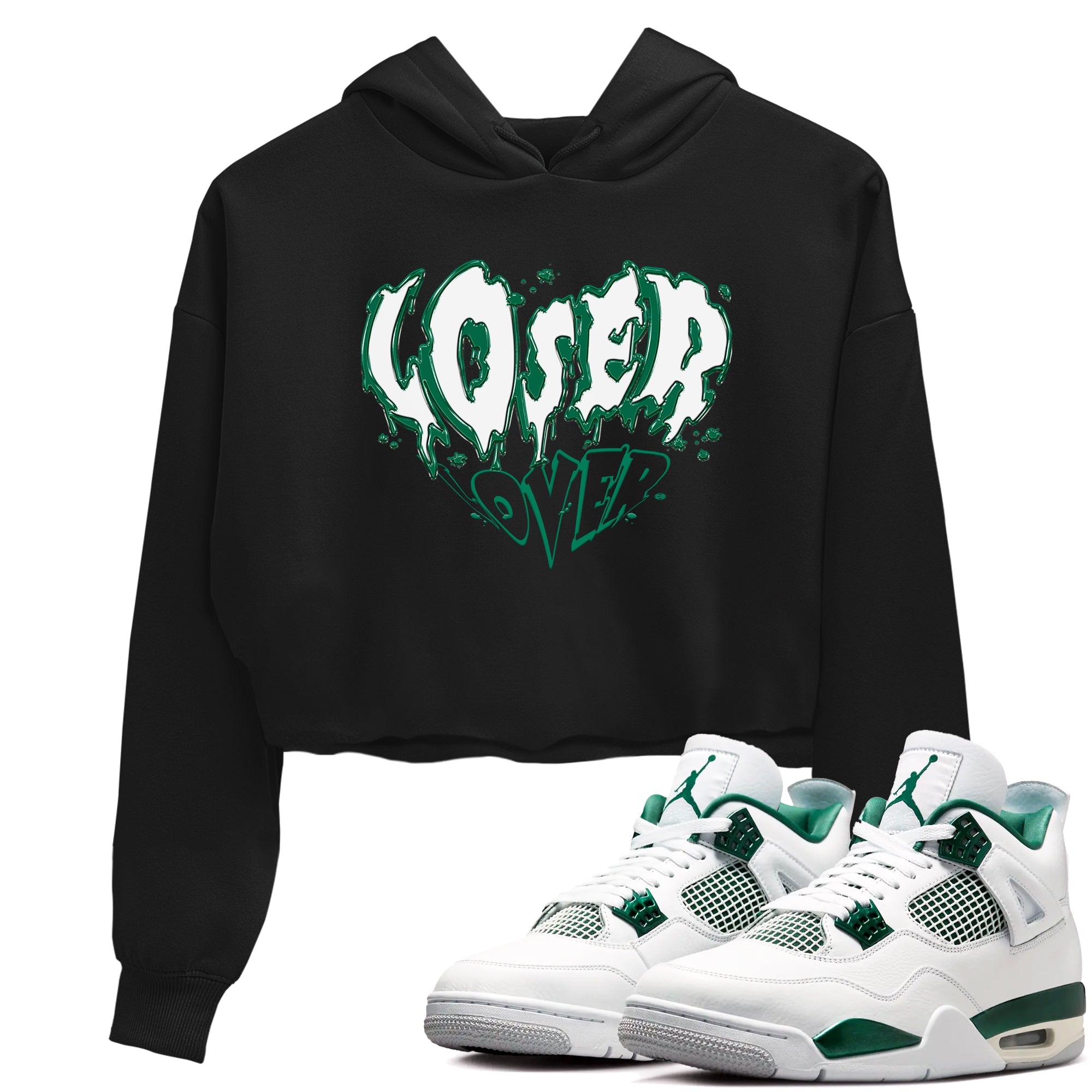 4s Oxidized Green shirts to match jordans Melting Loser Lover sneaker match tees Air Jordan 4 Oxidized Green SNRT Sneaker Tees streetwear brand Black 1 crop tee