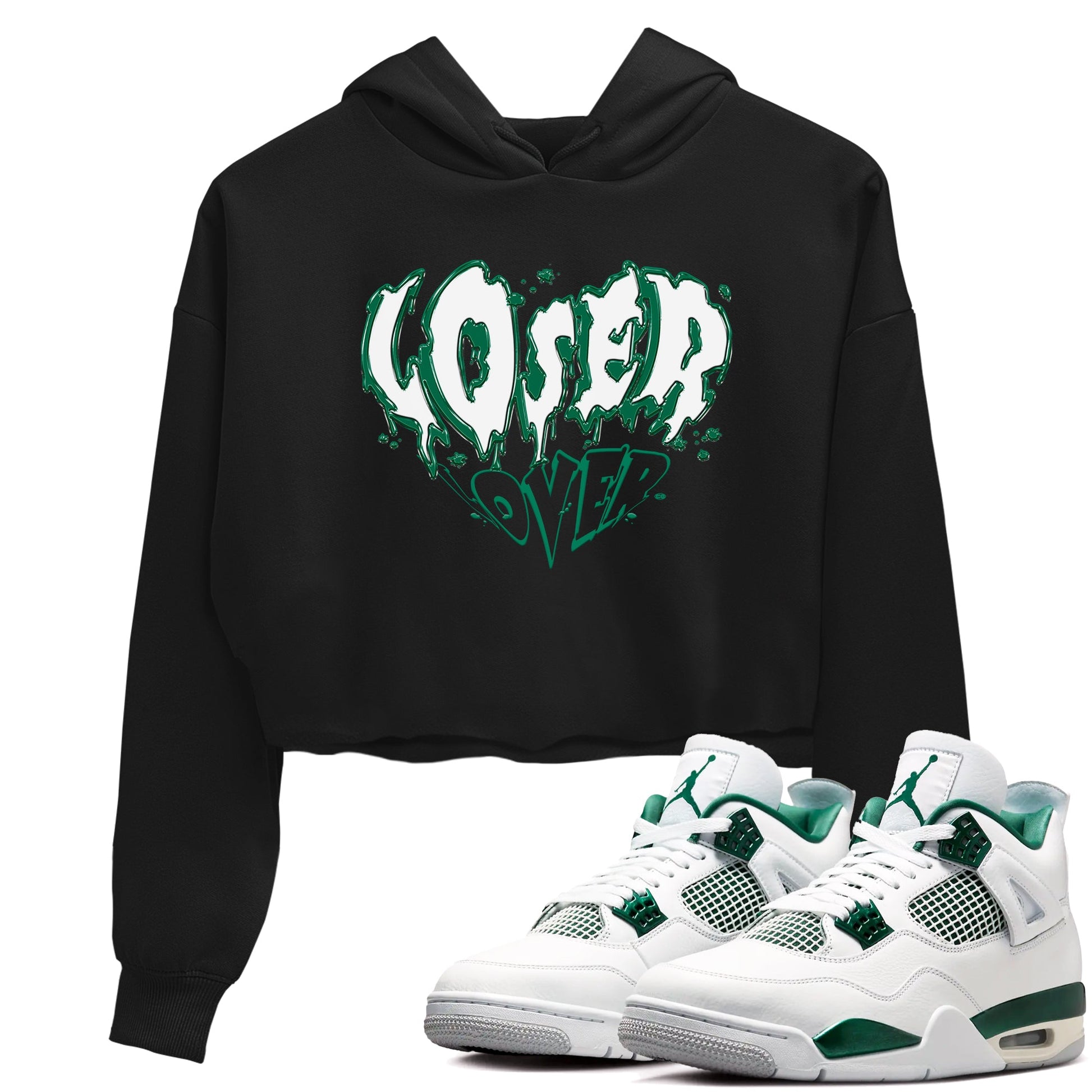 4s Oxidized Green shirts to match jordans Melting Loser Lover sneaker match tees Air Jordan 4 Oxidized Green SNRT Sneaker Tees streetwear brand Black 1 crop tee