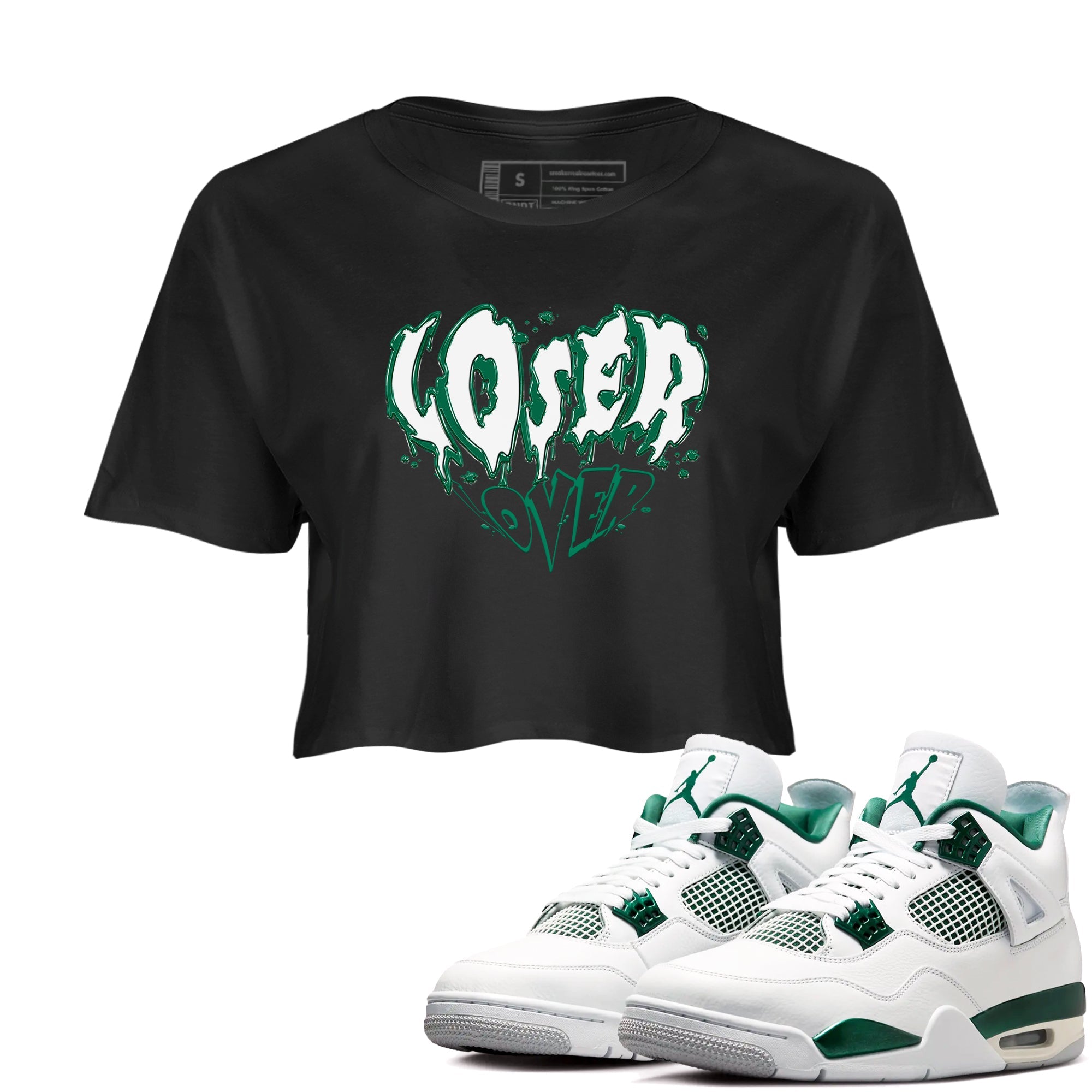 4s Oxidized Green shirts to match jordans Melting Loser Lover sneaker match tees Air Jordan 4 Oxidized Green SNRT Sneaker Tees streetwear brand Black 1 crop tee