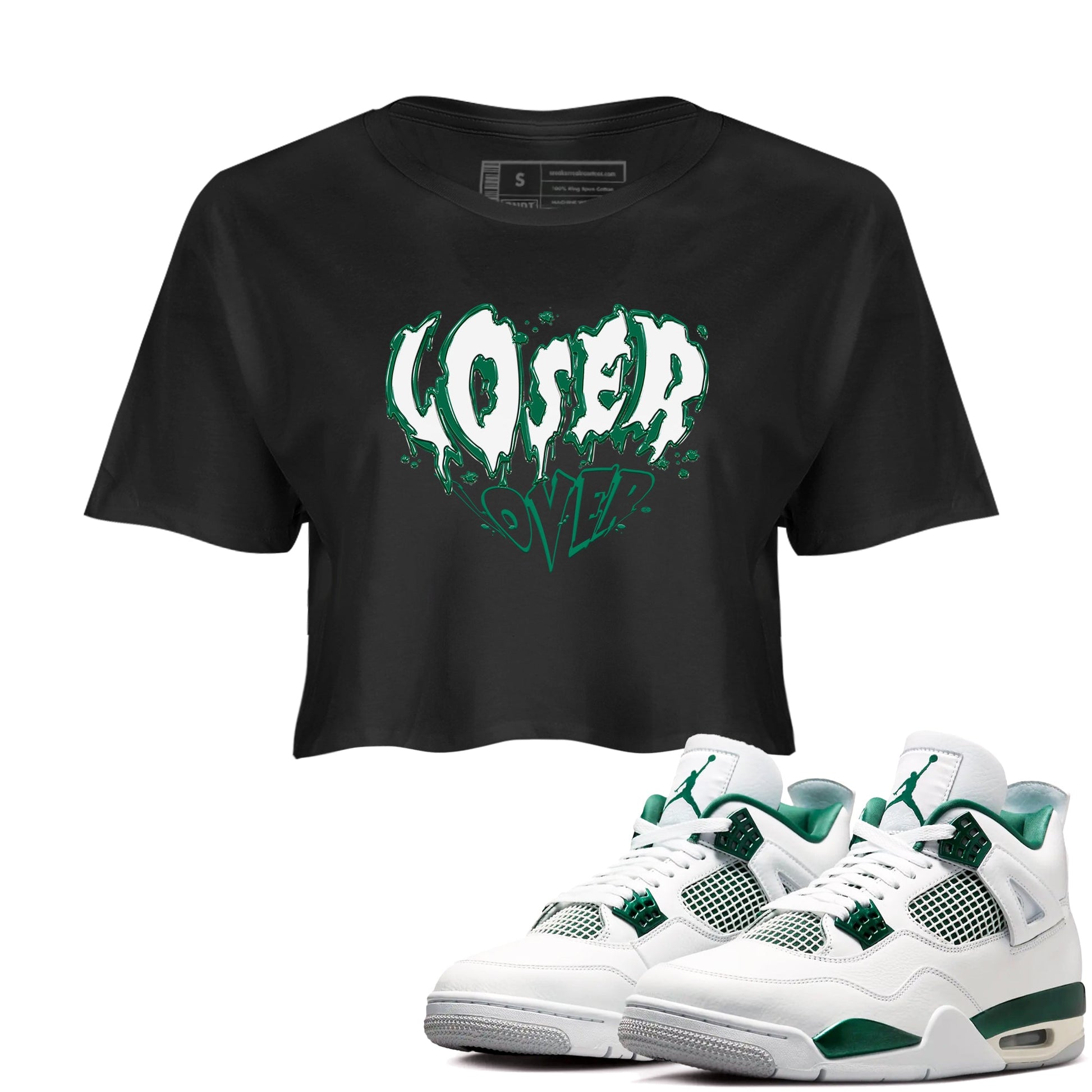 4s Oxidized Green shirts to match jordans Melting Loser Lover sneaker match tees Air Jordan 4 Oxidized Green SNRT Sneaker Tees streetwear brand Black 1 crop tee
