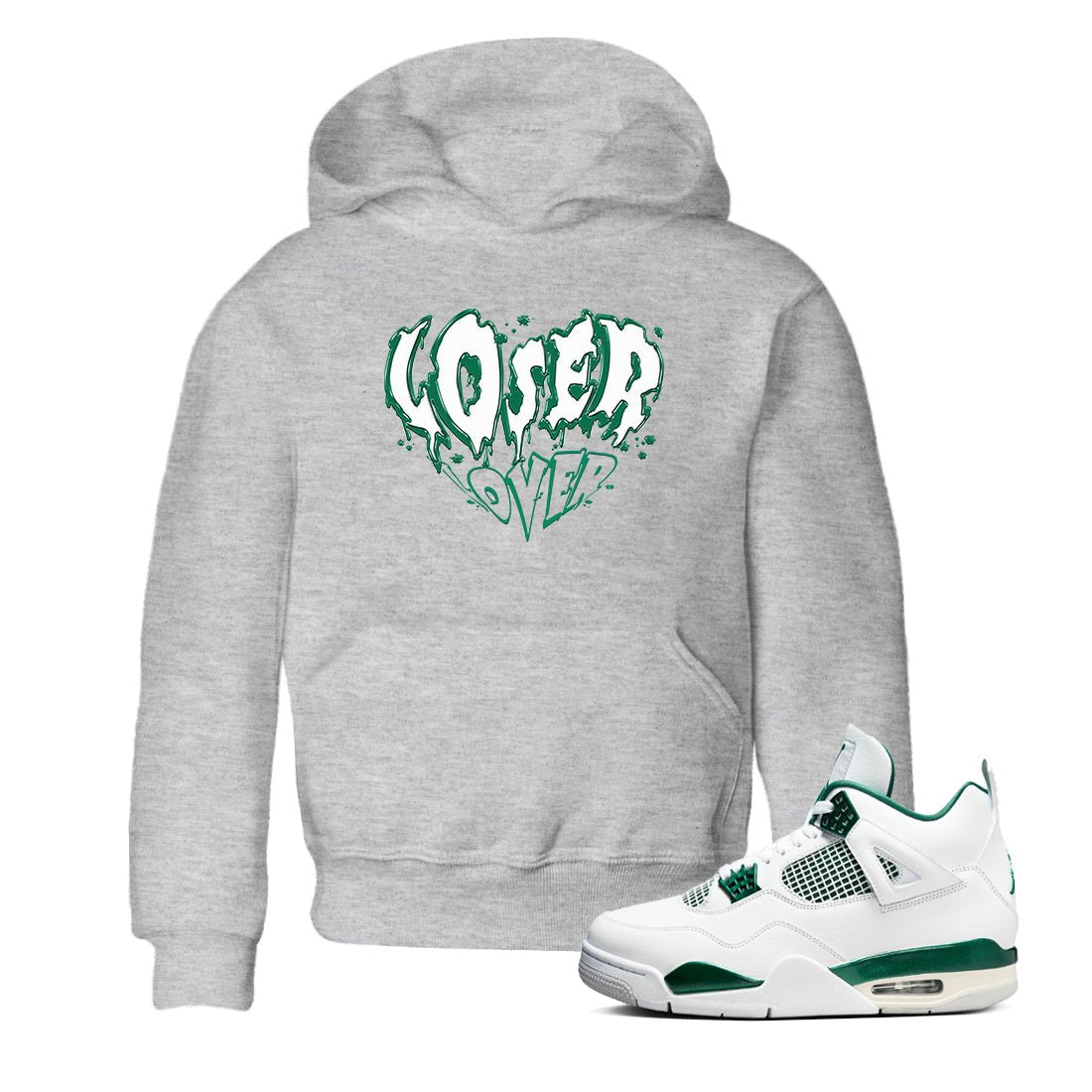 4s Oxidized Green shirts to match jordans Melting Loser Lover sneaker match tees Air Jordan 4 Oxidized Green SNRT Sneaker Tees streetwear brand Baby and Youth Heather Grey 1 cotton tee